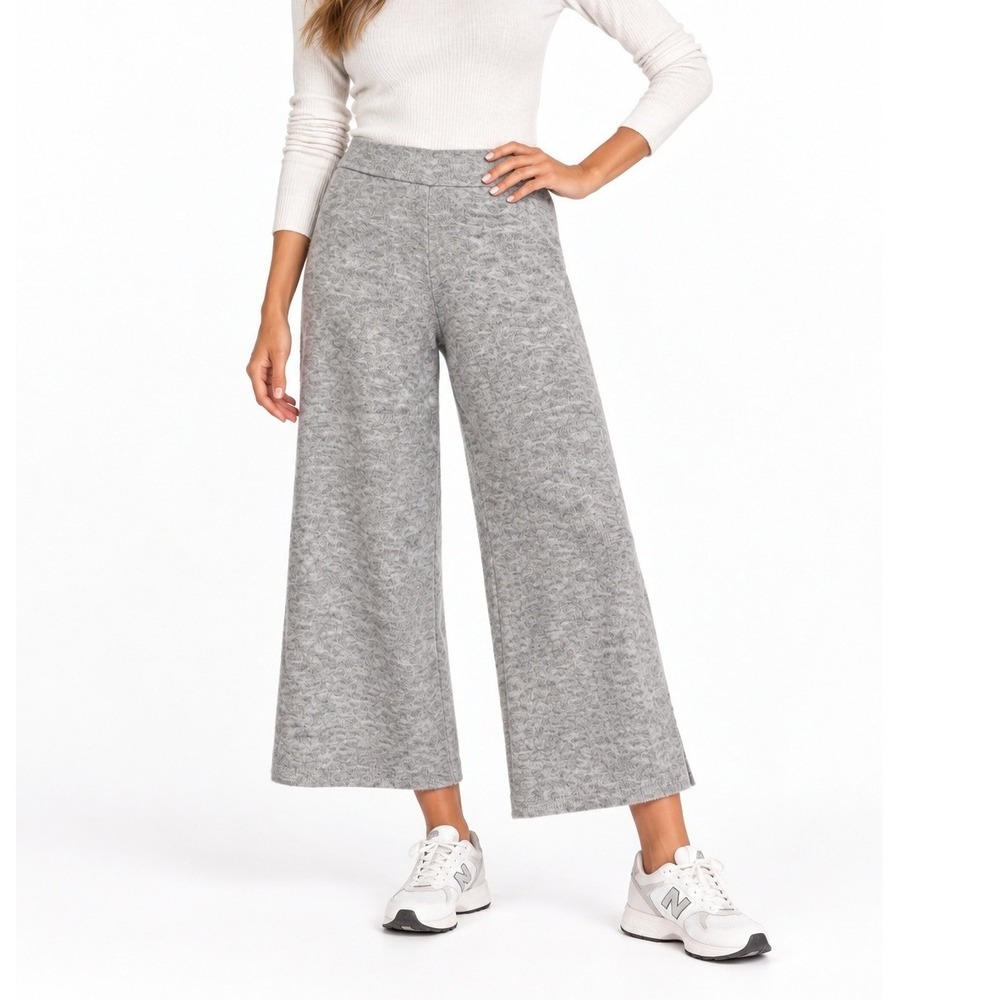 Skies Are Blue Gray Marl Wide Leg Knit Cropped Pants Womens SP NWT
